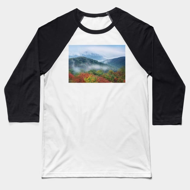 Broadleaf Forest In Fall Colors As Seen From Buck Hollow Overlook Skyline Drive Shenandoah National Park Baseball T-Shirt by AinisticGina